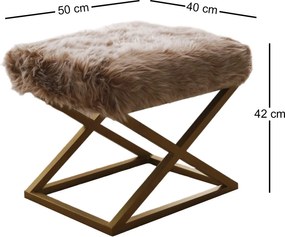 Πουφ Σκαμπό Καφέ/Χρυσό CAPRAZ 40x50x42