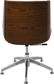 BF9860V Πολυθρόνα Επισκέπτη Μέταλλο Χρώμιο Καρυδί - Pu Μαύρο   1τμχ