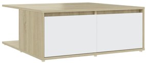 vidaXL Τραπεζάκι Σαλονιού Λευκό/Sonoma Δρυς 80x80x31 εκ. Επεξ. Ξύλο