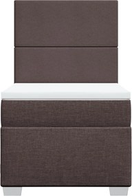 vidaXL Κρεβάτι Boxspring με Στρώμα Σκούρο Καφέ 100x200 εκ. Υφασμάτινο