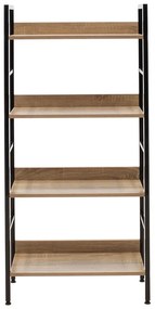 Βιβλιοθήκη- Ραφιέρα Ramon pakoworld φυσικό-μαύρο 60x28x125,5εκ