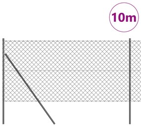 vidaXL Περίφραξη από αλυσίδα με 7 Στήλες 1.2x10 μ γαλβανισμένος χάλυβας γκρι