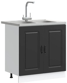 vidaXL Ντουλάπα Κουζίνας με αποθήκευση 2 pcs Μαύρο 80 x 46 x 81.5 εκ