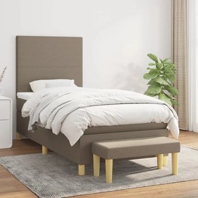 Κρεβάτι Boxspring με Στρώμα Taupe 90x200 εκ. Υφασμάτινο