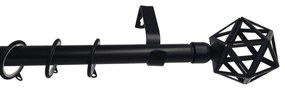 Κουρτινόξυλο Φ19mm Μονό Επεκτεινόμενο 120-210cm Με Άκρα Grace Black Mat 999378
