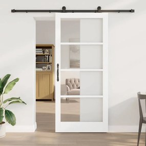 vidaXL Συρόμενη Πόρτα Χειροκίνητος Λευκό 93 x 211 εκ. Ξύλο και μέταλλο