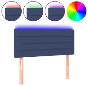 vidaXL Κεφαλάρι Κρεβατιού LED Μπλε 80 x 5 x 78/88 εκ. Υφασμάτινο