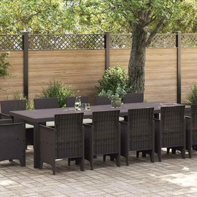 vidaXL Σέτ φαγητού για κήπο με μαξιλάρι 13 pcs Καφέ Ρατάν