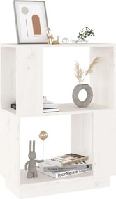 vidaXL Βιβλιοθήκη/Διαχωριστικό Χώρου Λευκό 51x25x70 εκ. Μασίφ Πεύκο