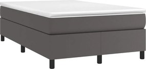 vidaXL Κρεβάτι Boxspring με Στρώμα Γκρι 120x190εκ. από Συνθετικό Δέρμα