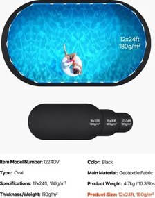 VEVOR 12x24 ft Oval Pool Liner Pad for Above Ground Pools Heavy Duty Pool Mat