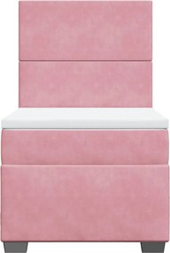 vidaXL Κρεβάτι Boxspring με Στρώμα Ροζ 90x190 εκ. Βελούδινο