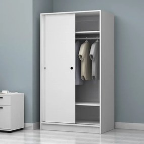 Ντουλάπα ρούχων Regio Megapap δίφυλλη συρόμενη χρώμα λευκό 100x60x181εκ.