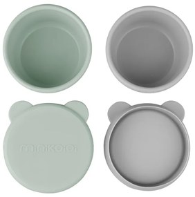 MinikOiOi Mini Bites Μπωλ Σιλικόνης με καπάκι 2τμχ Green/Grey