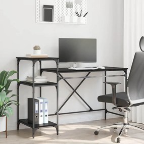 vidaXL Γραφείο Μαύρη Οξυά 135 x 50 x 90 cm Επεξεργασμένο ξύλο