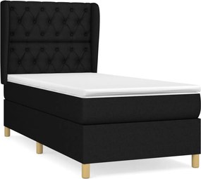 vidaXL Κρεβάτι Boxspring με Στρώμα Μαύρο 80 x 200 εκ. Υφασμάτινο