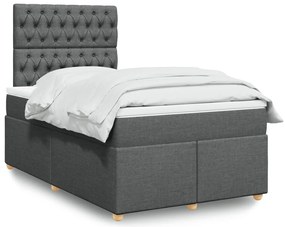 vidaXL Κρεβάτι Boxspring με Στρώμα Σκούρο Γκρι 120x200 εκ. Υφασμάτινο