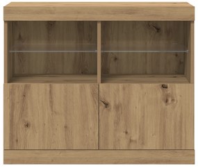 vidaXL Μπουφές με LED φώτα Μασίφ Δρυός 81x37x67 εκ.