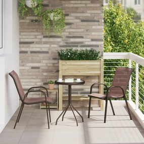 vidaXL Σετ Μπιζτρό 3 Τεμαχίων Καφέ Τεξτιλίνης και Χάλυβα