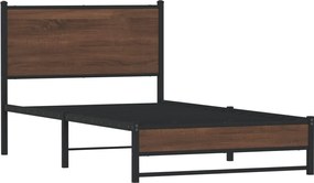 vidaXL Μεταλλικό πλαίσιο κρεβατιού χωρίς στρώμα καφέ δρυς 100x190 cm