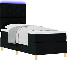 vidaXL LED Κρεβάτι με βάθρο με κεφαλάρι Μαύρο 80 x 200 cm ύφασμα