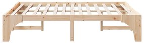 vidaXL Κρεβάτι δαπέδου Καφέ 150 x 200 cm Μασίφ ξύλο πεύκου