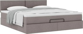 vidaXL Οθωμανικό κρεβάτι με στρώμα Taupe 180x200cm ύφασμα
