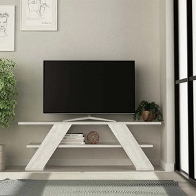 Έπιπλο τηλεόρασης Farfalla λευκό αντικέ 120x33x40εκ