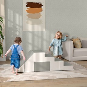 HOMCOM Σετ Αναρρίχησης και Τσουλήθρας για Παιδιά, Προάγει την Κινητικότητα, Τεχνητό Δέρμα, Αφρός EPE, 86x49x47 cm, Γκρι