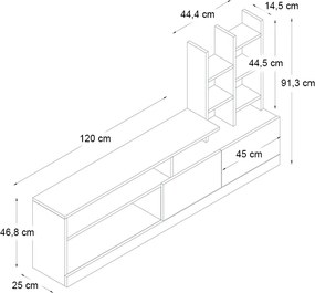 Σύνθεση τηλεόρασης Pesaro Megapap χρώμα λευκό 165x25x91,3εκ.