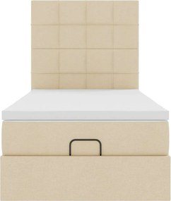 vidaXL Οθωμανικό κρεβάτι με στρώμα Cream 90x190cm ύφασμα