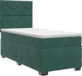 vidaXL Κρεβάτι box spring με στρώμα Σκούρο Πράσινο 80 x 200 cm Βελούδο