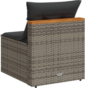 vidaXL Καναπέδες Κήπου Χωρίς Μπράτσα 2 τεμ. Γκρι Συνθ. Ρατάν &amp; Μαξιλ.