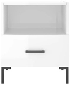 Κομοδίνα 2 τεμ. Γυαλ. Λευκό 40x35x47,5 εκ. Επεξεργασμένο Ξύλο - Λευκό