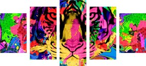 Εικόνα 5 μερών πολύχρωμο κεφάλι τίγρεων - 100x50