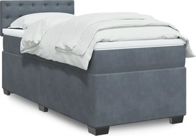 vidaXL Κρεβάτι Boxspring με Στρώμα Σκούρο Γκρι Single Βελούδινο