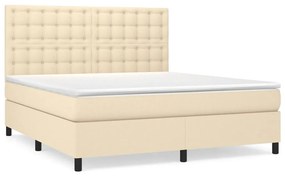 vidaXL Κρεβάτι Boxspring με Στρώμα Κρεμ 160x200 εκ. Υφασμάτινο