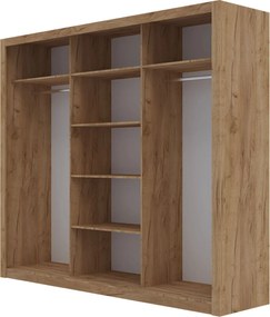 Ντουλάπα Grandio Χρυσό Δρυς με καθρέφτη 250x60x215cm