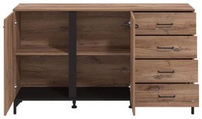 Κομότα - Μπουφές Corsica 3K4F Flagstaff Oak - Μαύρο 159x42x92 εκ. 159x42x92 εκ.