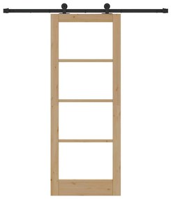 vidaXL Συρόμενη Πόρτα Χειροκίνητος Καφέ 78 x 202 εκ. Ξύλο και μέταλλο