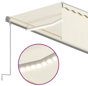 vidaXL Τέντα Αυτόματη με Σκίαστρο/LED/Αισθ. Ανέμου Κρεμ 5 x 3 μ.