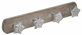 Inart Κρεμάστρα Ξύλινη Αντικέ 54x9x9cm Φυσικό Μπεζ-Λευκό 3-70-459-0023