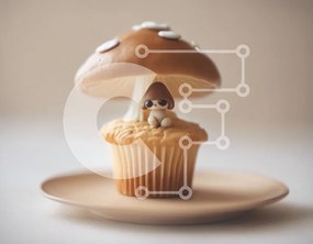 Intra Συλλεκτικό Ξύλινο Παζλ Plywood  4mm - Cupcake με διακόσμηση μανιταριών Σε Ξύλινο Κουτί - Διαστάσεις: 10x10 cm – 25 κομμάτια