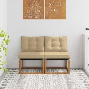 vidaXL 2 Τεμάχιο Εξωτερικός μεσαίος καναπές