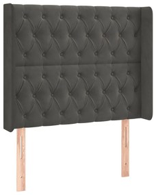 Κεφαλάρι με Πτερύγια Σκούρο Γκρι 93x16x118/128εκ.Βελούδινο - Γκρι