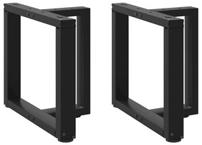 Πόδια Τραπεζιού Σαλονιού σε Σχήμα Τ, 2 τεμ. Μαύρο, Ατσάλι 50x25x(42-43) εκ.