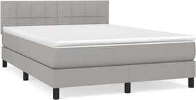 vidaXL Κρεβάτι Boxspring με Στρώμα Ανοιχτό Γκρι 140x200 εκ. Υφασμάτινο