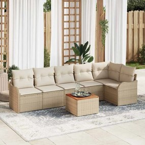 vidaXL Σετ Καναπέ Κήπου 7 pcs Beige, λευκό Μεγάλο
