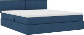 vidaXL LED Κρεβάτι αποθήκευσης με στρώμα Μπλε 180 x 200 cm Ύφασμα