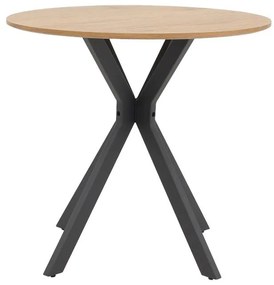 Τραπέζι Xuson φυσικό mdf-πόδι μαύρο μέταλλο Φ120x75εκ 120x120x75 εκ.